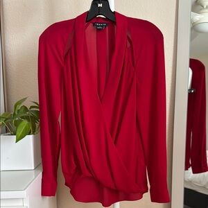 TROUVE cut out surplice Red Women's Top